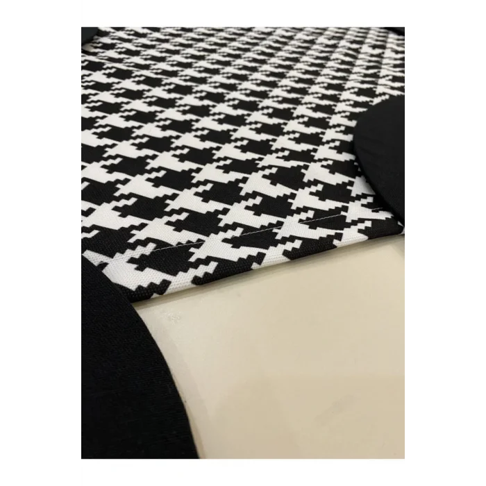 Genel Ürün Siyah Kazayağı Desenli Runner Ve 6lı Supla Seti