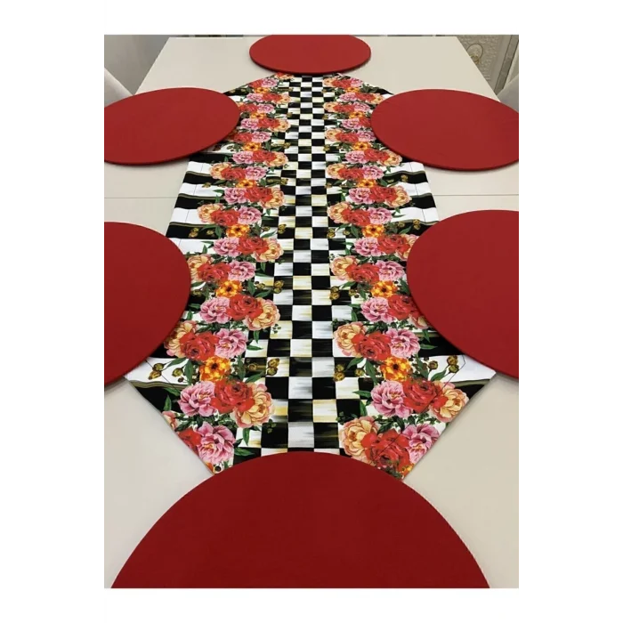 Genel Ürün Çiçek Desenli Runner Ve 6lı Supla Seti