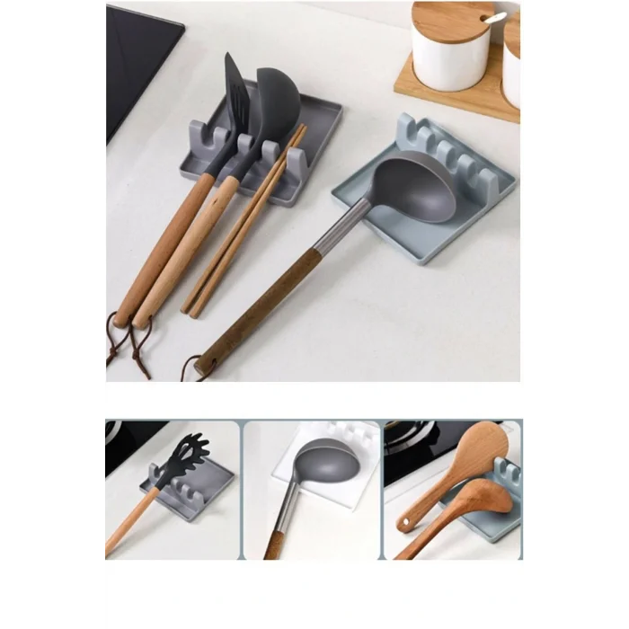 Genel Ürün Kirli Kaşık Kepçe Altlığı Ve Tencere Kapağı Koyma Aparatı Gri Renk