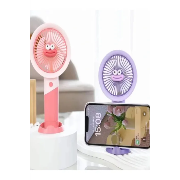 Genel Ürün Ultra Sessiz El Fanı Kablosuz Şarjlı Taşınabilir Vantilatör Emojili Standlı El Fanı