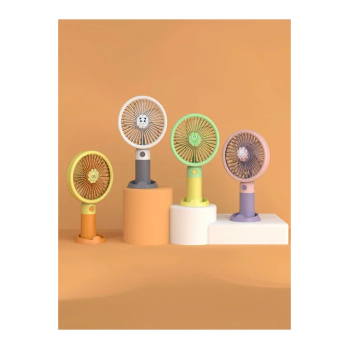 Genel Ürün Ultra Sessiz El Fanı Kablosuz Şarjlı Taşınabilir Vantilatör Emojili Standlı El Fanı