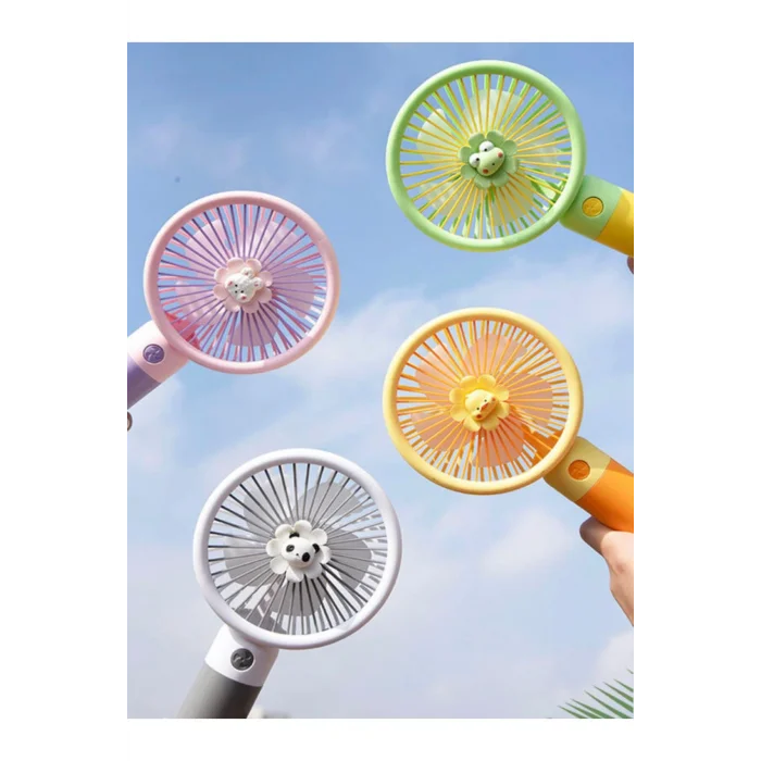 Genel Ürün Ultra Sessiz El Fanı Kablosuz Şarjlı Taşınabilir Vantilatör Emojili Standlı El Fanı