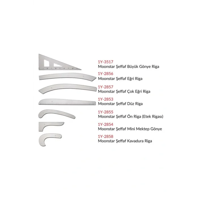 Genel Ürün Şeffaf Plastik Riga Cetvel Takım (7 Parça)