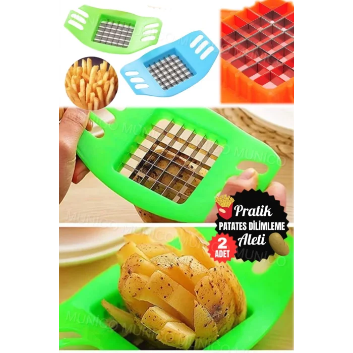 Genel Ürün 2 Adet Sebze Patates Kesici Dilimleme Herşeyi Kes Dilimleme Patates Kızartması Kesici Makinesi, Çok