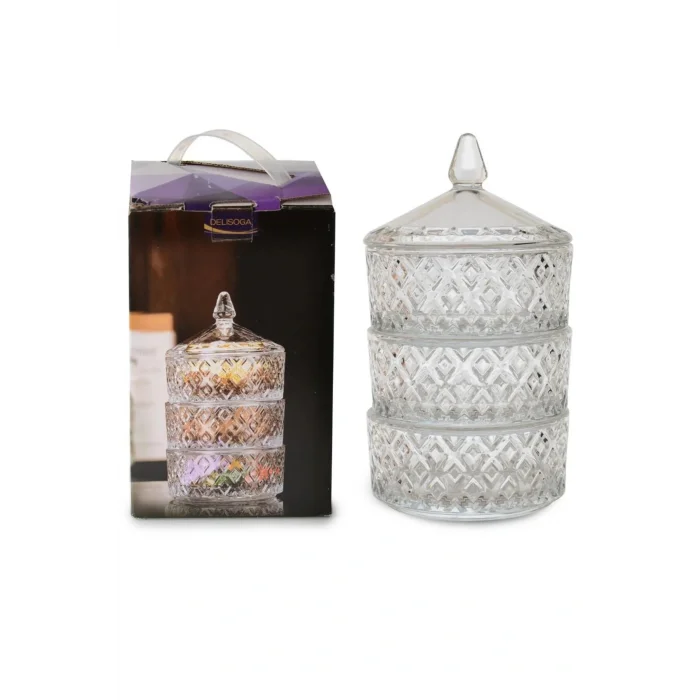 Genel Ürün Delisoga 3 Katlı Cam Kurabiyelik Royaleks-pak-417