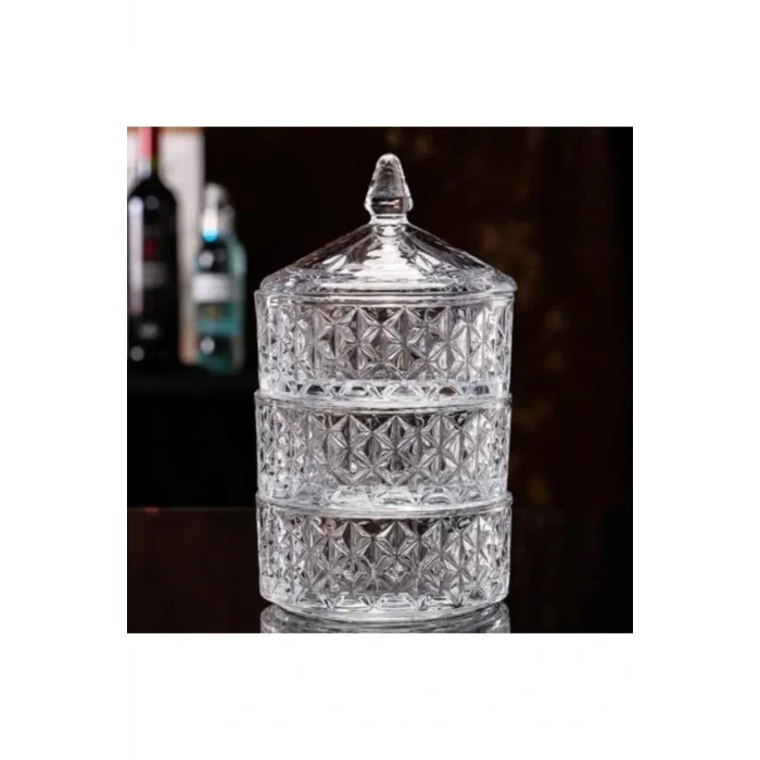 Genel Ürün Delisoga 3 Katlı Cam Kurabiyelik Royaleks-pak-417