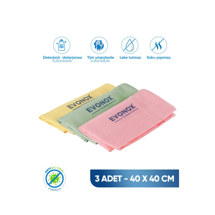 Genel Ürün Clean 3lü Mikrofiber Çok Amaçlı Temizlik Bezi 3lü Set | 40x40 cm