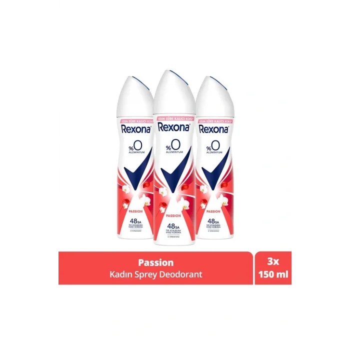 Genel Ürün Kadın Sprey Deodorant Passion %0 Alüminyum 150 ml X3