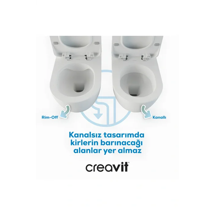 Genel Ürün FE322 Free İnci Mat Beyaz Rim-Off Asma Klozet, Creavit Duroplast Mat Beyaz Kapak