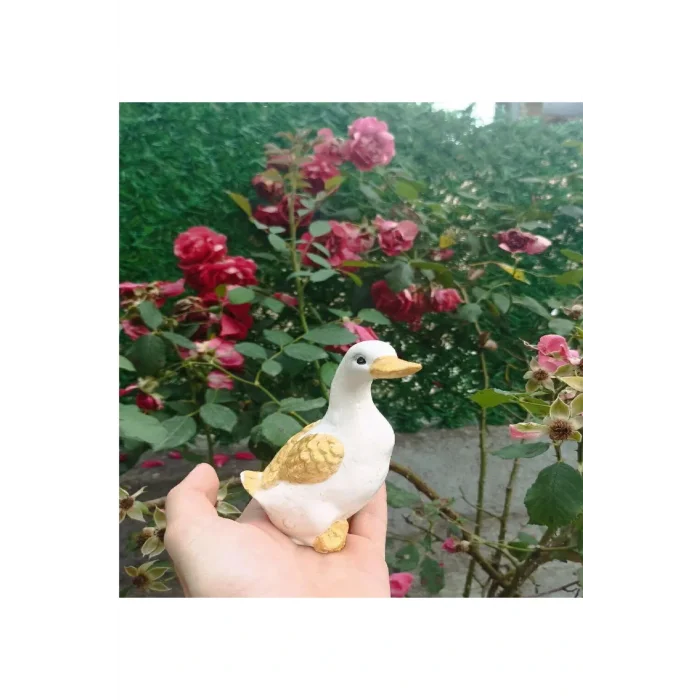 Biblo Gold Tasarım Mini Kaz Biblo - Ev, Bahçe Ve Mutfak Için 13 Cm Dekoratif Figür