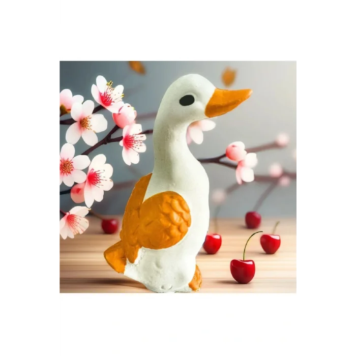 Biblo Mini Kaz Biblo Ev Bahçe Mutfak Turuncu Tasarım Kaz Biblo 13cm Yükseklik