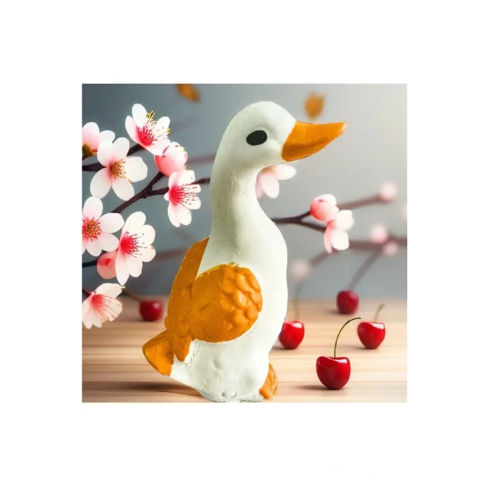 Biblo Mini Kaz Biblo Ev Bahçe Mutfak Turuncu Tasarım Kaz Biblo 13cm Yükseklik