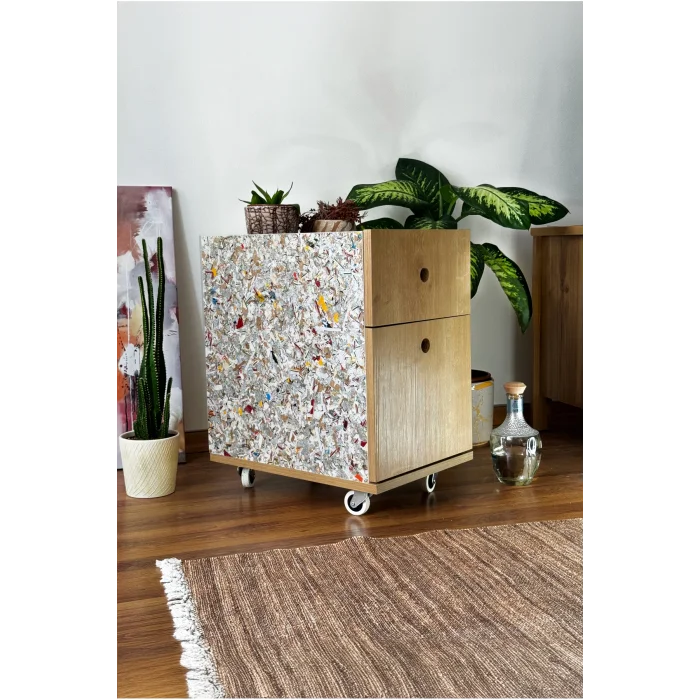 Genel Ürün Zeyy-Modüler 2 Çekmeceli Tekerlekli Keson - Geri Dönüşüm Kompozit Panel (RCP)