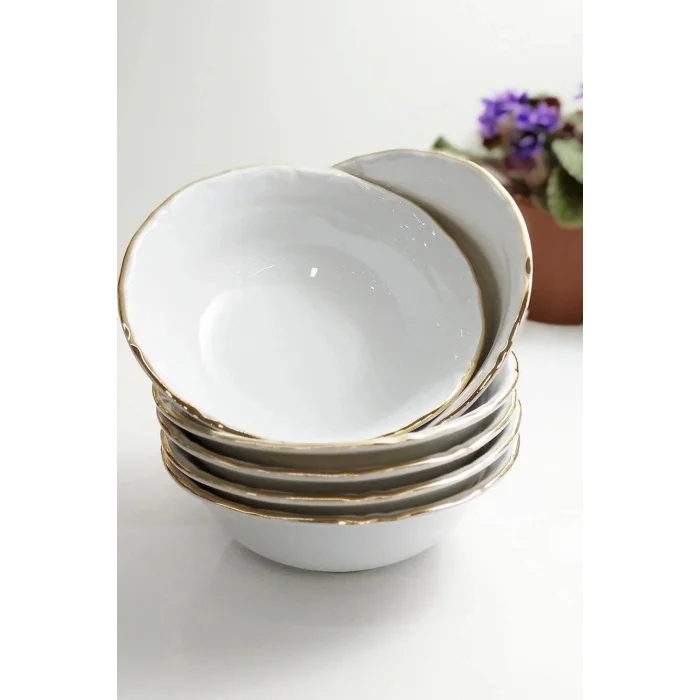 Genel Ürün 6lı Yaldızlı 13 Cm Porselen Kase