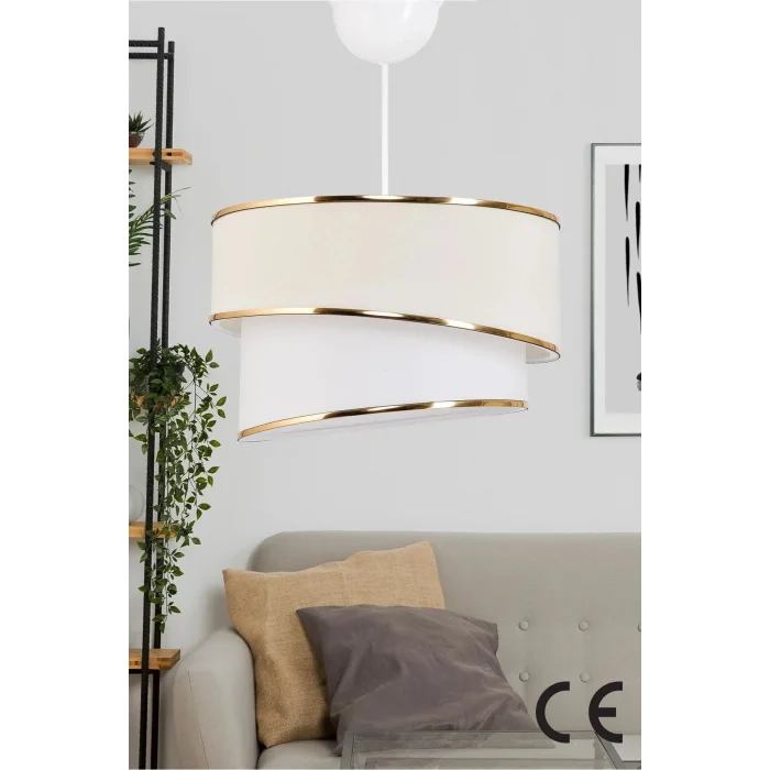 Genel Ürün Kumaş Galaksi Modern Pasta Tekli Ve 2 Li Gold Abajur Seti