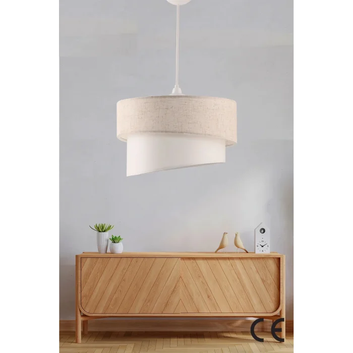 Genel Ürün Kumaş Pasta Modern Tekli Ve İkili Gold Abajur Seti