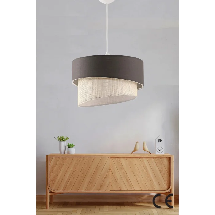 Genel Ürün Kumaş Pasta Modern Tekli Ve İkili Gold Abajur Seti