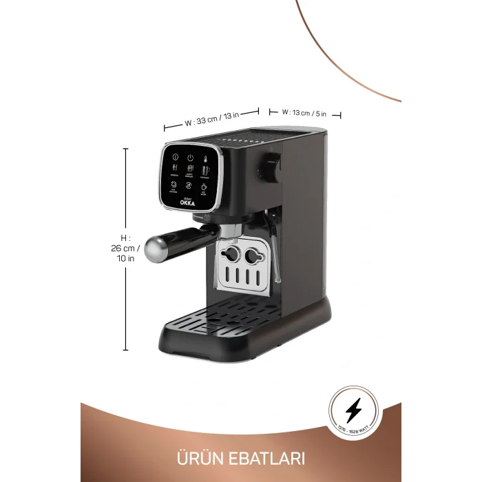 Genel Ürün OK0034-05 Arzum Okka Espresso Solo Yarı Otomatik Espresso Makinesi - Krom