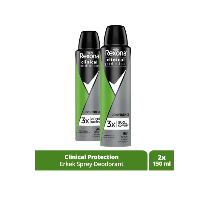 Kol Saati Men Clinical Protection Erkek Sprey Deodorant Confidence 96 Saat Koruma 150 ml X2
