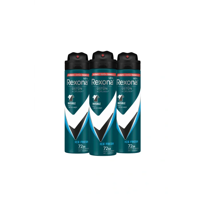 Kol Saati Men Erkek Sprey Deodorant Invisible Ice Fresh 72 Saat Kesintisiz Üstün Koruma 150 ml X3
