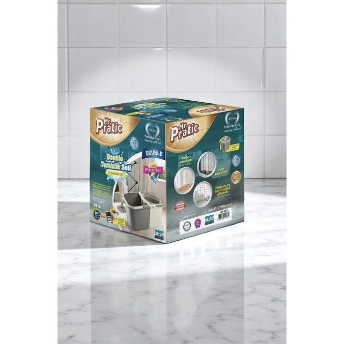 Genel Ürün Çilek Double Yer Silme Temizlik Seti Ayrılabilir Çift Hazneli 360 Döner Mop Ve Paspas 19lt