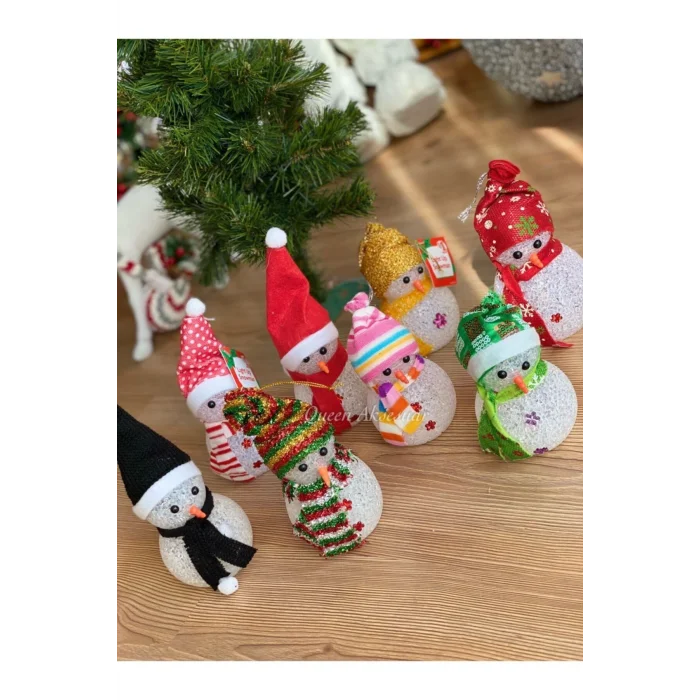 Lamba Yılbaşı Özel Rengarenk Renkli Işıklı Kardan Adam Çam Ağacı Süsü Gece Masa Lambası Dekorasyon