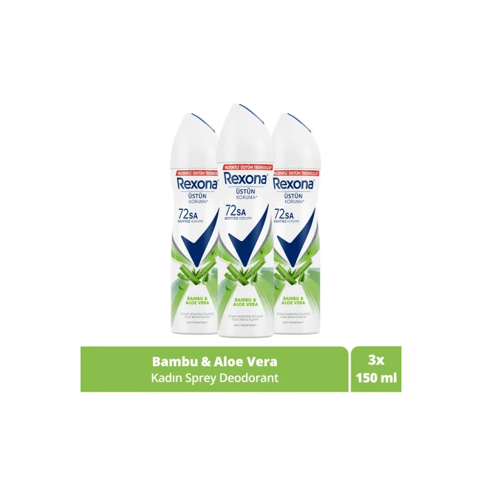 Kol Saati Kadın Sprey Deodorant Bambu & Aloe Vera 72 Saat Kesintisiz Üstün Koruma 150 ml X3