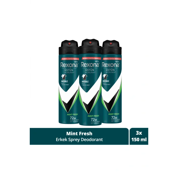 Kol Saati Men Erkek Sprey Deodorant Natural Fresh Mint 72 Saat Kesintisiz Üstün Koruma 150 ml X3