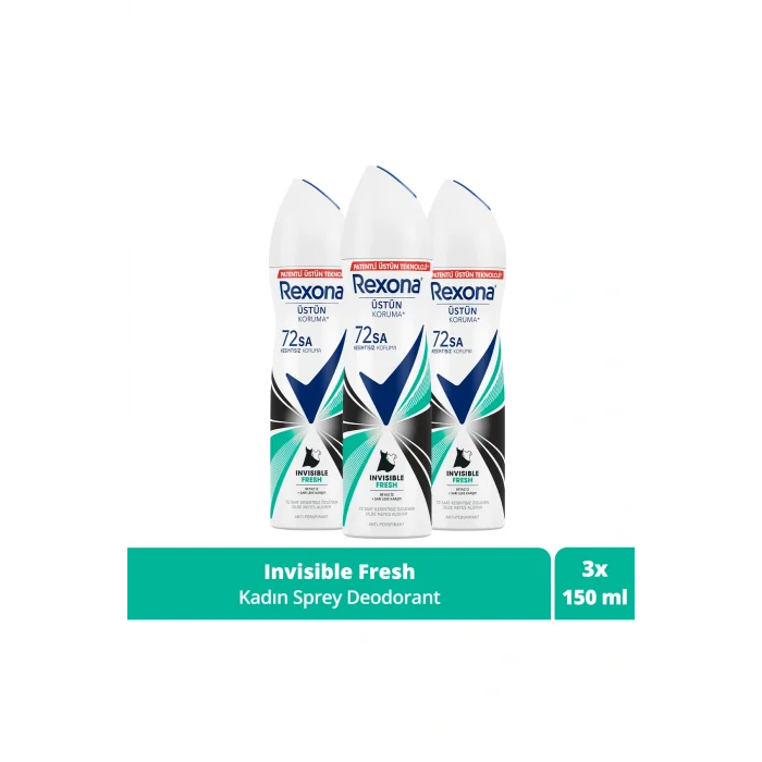 Kol Saati Kadın Sprey Deodorant Invisible Fresh Deep 72 Saat Kesintisiz Üstün Koruma 150 ml X3