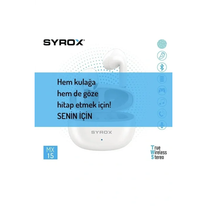 Genel Ürün MX15 Dokunmatik Bluetooth Kulaklık Tws +Ekstra Bass MX15 Tws Bluetooth Kulaklık Bt 5.3