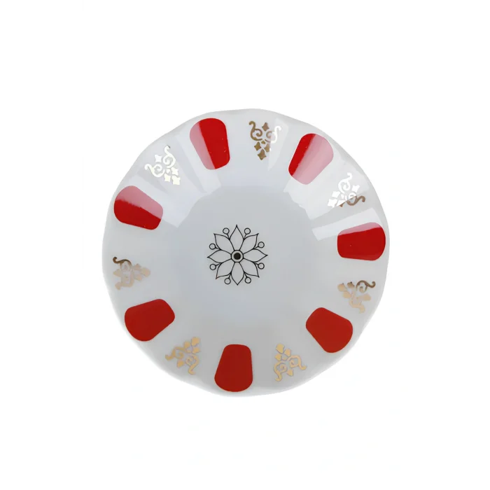 Genel Ürün 6 Kişilik Porselen Kahveci Çay Tabağı - Kırmızı Gold
