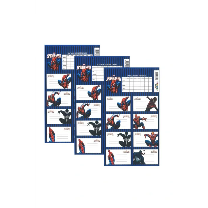 Genel Ürün Okul Etiketi Erkek Örümcek Adam Spider-man 8 Li 3 Yaprak Ders Programlı 1 Paket