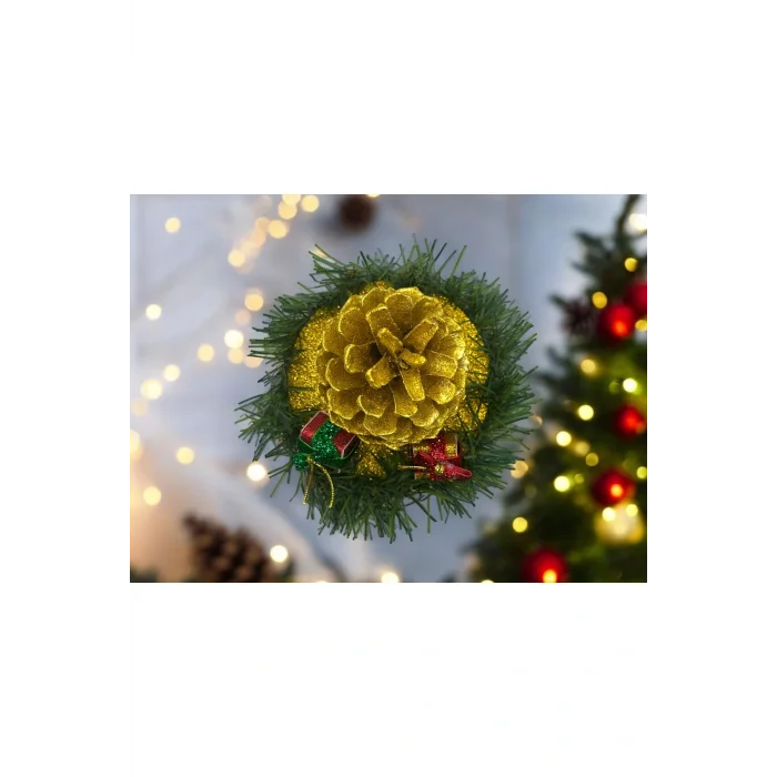 Genel Ürün Yılbaşı Masa Dekorasyonu Masa Süsü Renkli Kozalak Işık Süslü Kozalak 10x10 Cm