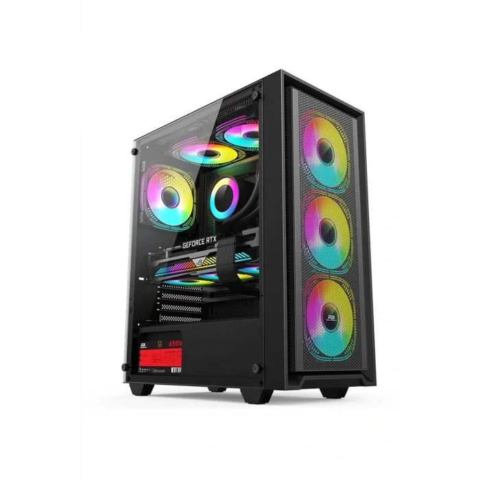 Genel Ürün PowerBoost PB-P802AB 650w 80+ Bronze USB 3.0, ATX Mesh, RGB fan Siyah Kasa
