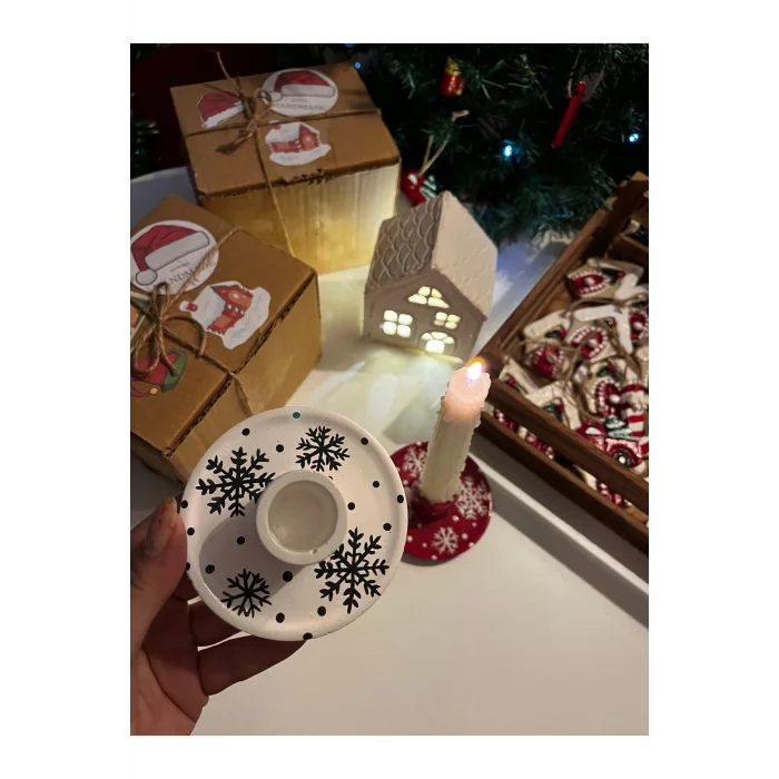 Genel Ürün El yapımı kar tanesi şamdan seti