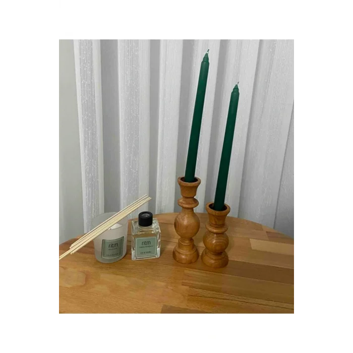 Genel Ürün Mumluk Şamdan Ahşap Mumluk 2 Li 1258 - Yağlı