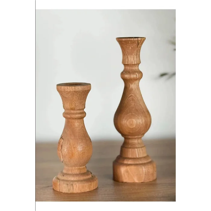 Genel Ürün Mumluk Şamdan Ahşap Mumluk 2 Li 1258 - Yağlı