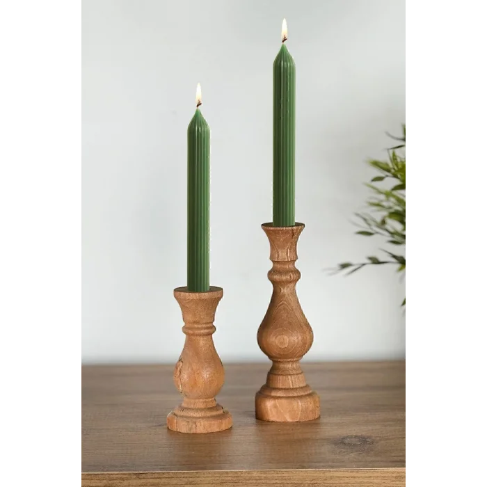 Genel Ürün Mumluk Şamdan Ahşap Mumluk 2 Li 1258 - Ham Yağsız