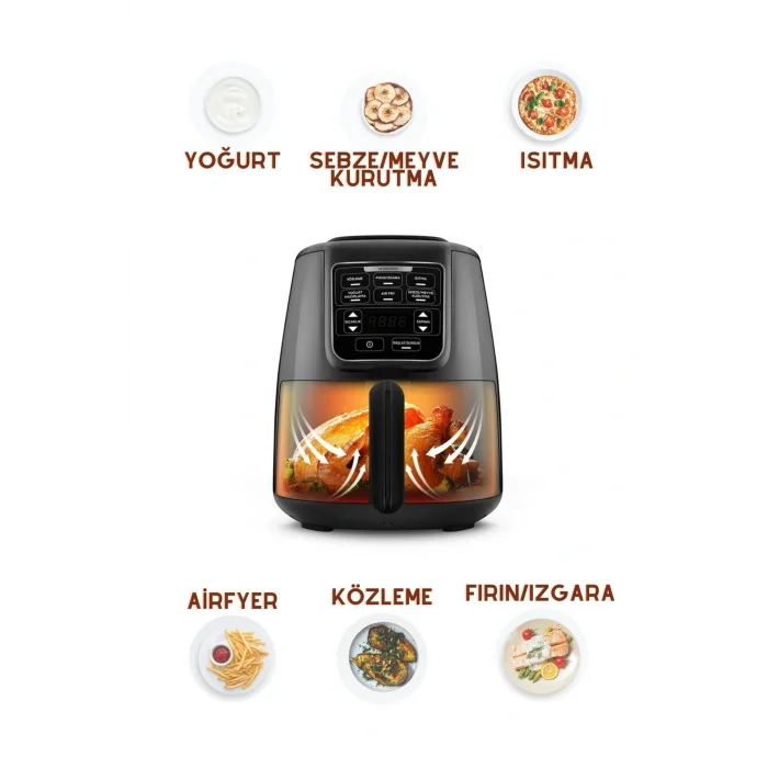 Genel Ürün 2 in 1 XL 4 Kişilik Çok Amaçlı Airfryer - Közleme, Fırın/Izgara, Isıtma, Ev Yoğurdu