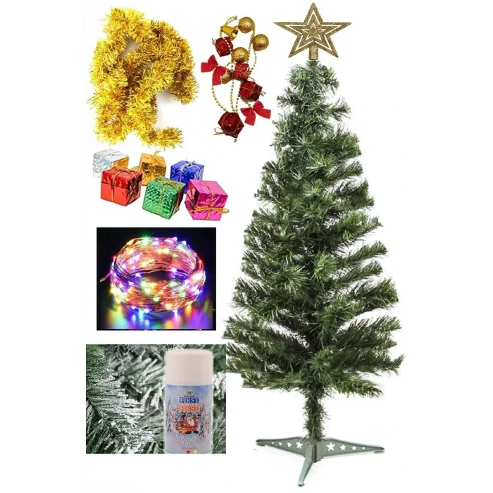 Genel Ürün Yılbaşı 120 cm Yılbaşı Ağacı Seti 120 cm Yılbaşı Çam Ağaç Ve Yılbaşı Süsleri Seti