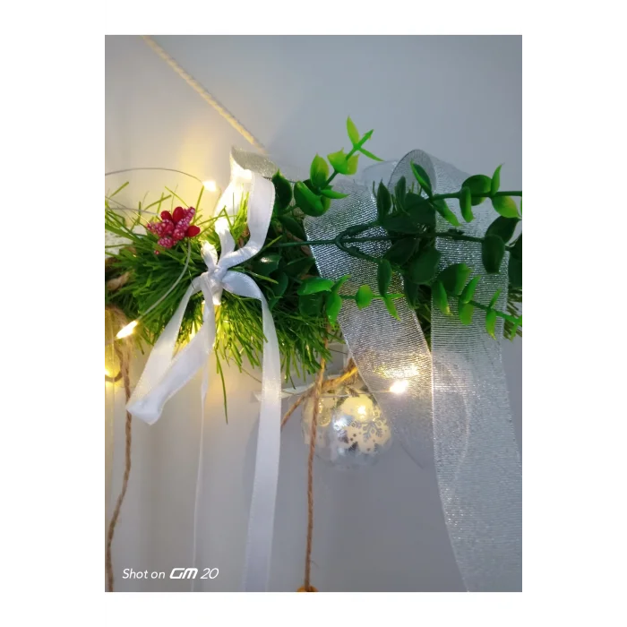 Genel Ürün LED ışıklı yılbaşı çam duvar süsü ahşap 62 cm