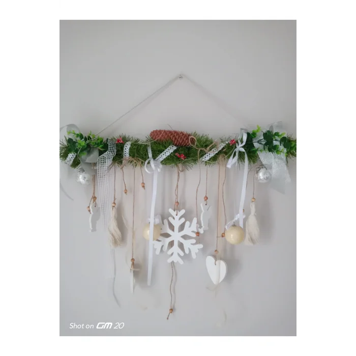 Genel Ürün LED ışıklı yılbaşı çam duvar süsü ahşap 62 cm