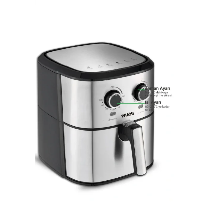 Genel Ürün Wiami 6.5 Lt Retro Yağsız Hava Fritözü Ttaf-500ms Retro Airfryer 6.5lt