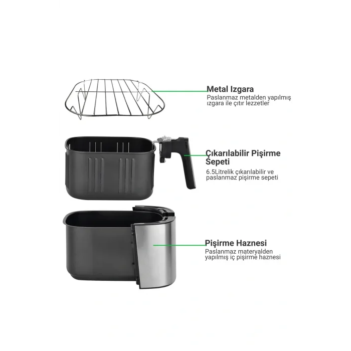 Genel Ürün Wiami 6.5 Lt Retro Yağsız Hava Fritözü Ttaf-500ms Retro Airfryer 6.5lt