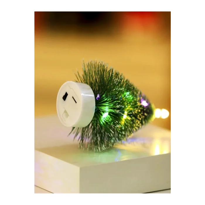 Genel Ürün Işıklı Mini Yılbaşı Ağacı Masaüstü  Dekoratif Hediyelik Noel Pilli Çam Ağaç Süsü 17 cm 1 ADET