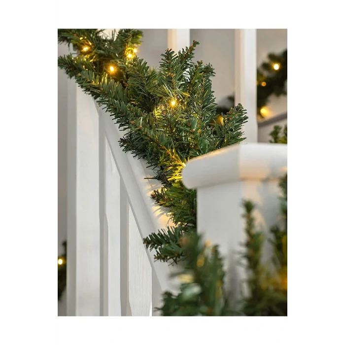 Genel Ürün Işıklı Yılbaşı Çam Ağacı Kalın Garland Dekor 160cm Çam Dalı 5 M Pilli Pirinç Led
