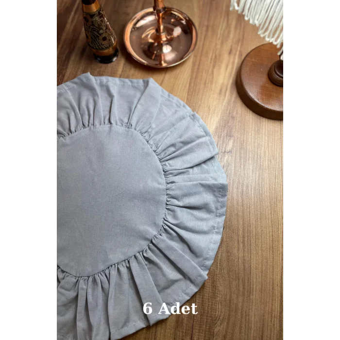 Genel Ürün Kamiz Fırfırlı Gri Amerikan Servisi Yuvarlak 6lı 40x40