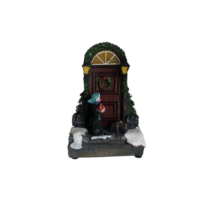 Biblo Noel evi led ışıklı nırl baba figürlü biblo dekor süsü