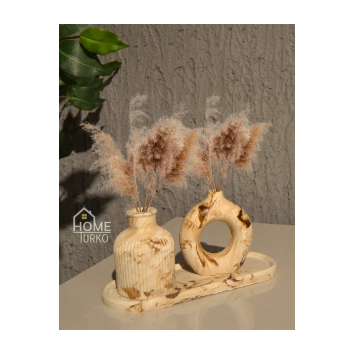 Biblo Üçlü Süs Takım, Vazo,  Ev Dekorasyon ürünü, Hediyelik Ev Eşyası, Biblo Süs, Bohem tarz Süsler, Biblo