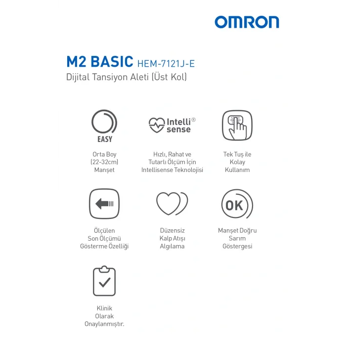 Genel Ürün M2 Basic Üst Koldan Pilli Dijital Tansiyon Aleti – Hipertansiyon Göstergeli 5 Yıl Garantili